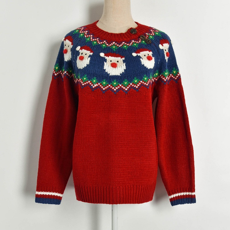 2021 New Christmas Female Tops Cute Mesh Shirt Cartoon Printed Autumn Red Clothes Santa Claus Knitted Pullovers Long Sleeve Jumpers 53LS, Blue
2021 New Christmas Female Tops Cute Mesh Shirt Cartoon Printed Autumn Red Clothes Santa Claus Knitted Pullovers Long Sleeve Jumpers 53LS, Blue