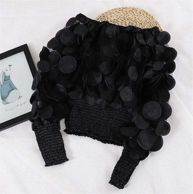 2021 Sexy Slash Neck Lady Tops New Korean Spring Puff See Through Gauze Sweet Fashipn Shirt Applique Female Blouse JNPP, Black
2021 Sexy Slash Neck Lady Tops New Korean Spring Puff See Through Gauze Sweet Fashipn Shirt Applique Female Blouse JNPP, Black