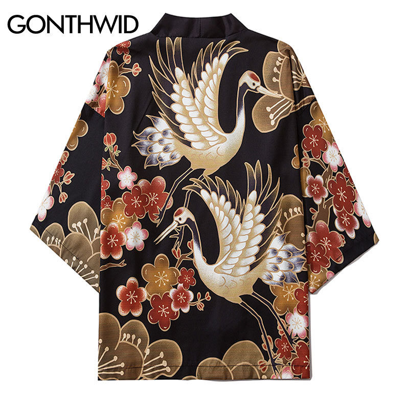 Harajuku Japanese Cranes Cherry Blossoms Floral Print Kimono Cardigan Shirts Streetwear Mens Summer Casual Jakcets Tops, Kg-1
Harajuku Japanese Cranes Cherry Blossoms Floral Print Kimono Cardigan Shirts Streetwear Mens Summer Casual Jakcets Tops, Kg-1