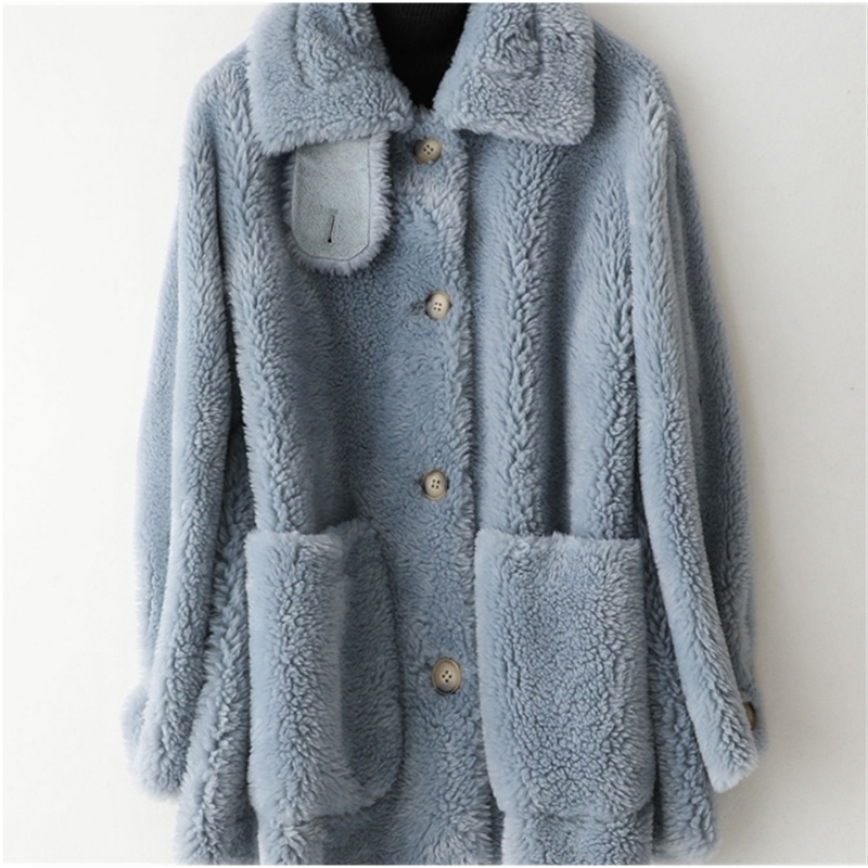 Rabbit Fur Coat Women's Long Rabbit Fur Sleeves Vintage Style Leather Fur Outwear 201223