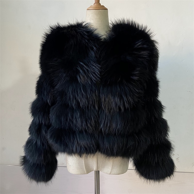 Real Natural Raccoon Fur Silver Short Coat Length 50cm Sleeve Long 55cm Winter Warm Women New B56 201016