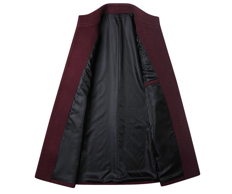 Fashion Mens Windbreaker Jacket Long Overcoat Men Plus Size 3xl 4xl Trench Coat Stand Collar Slim Casual Black Wool Male1