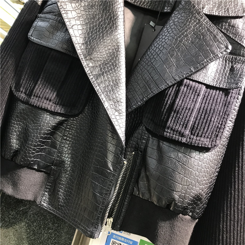 Cotton Pit stripes Stitching Faux PU leather jacket Women Autumn Short Plus size motorcycle Biker leather coat Female Streetwear 201020