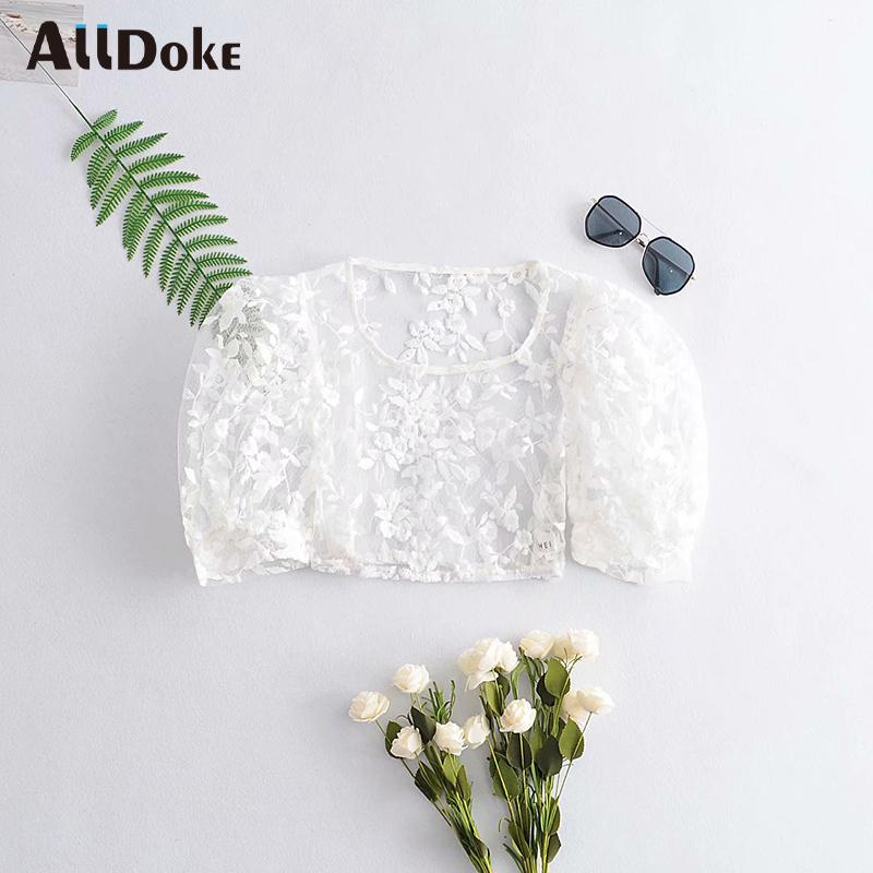 ALLDOKE floral embroidery mesh see through blouse women summer o neck puff sleeve crop tops shirt sexy ladies blouses blusas, White
ALLDOKE floral embroidery mesh see through blouse women summer o neck puff sleeve crop tops shirt sexy ladies blouses blusas, White