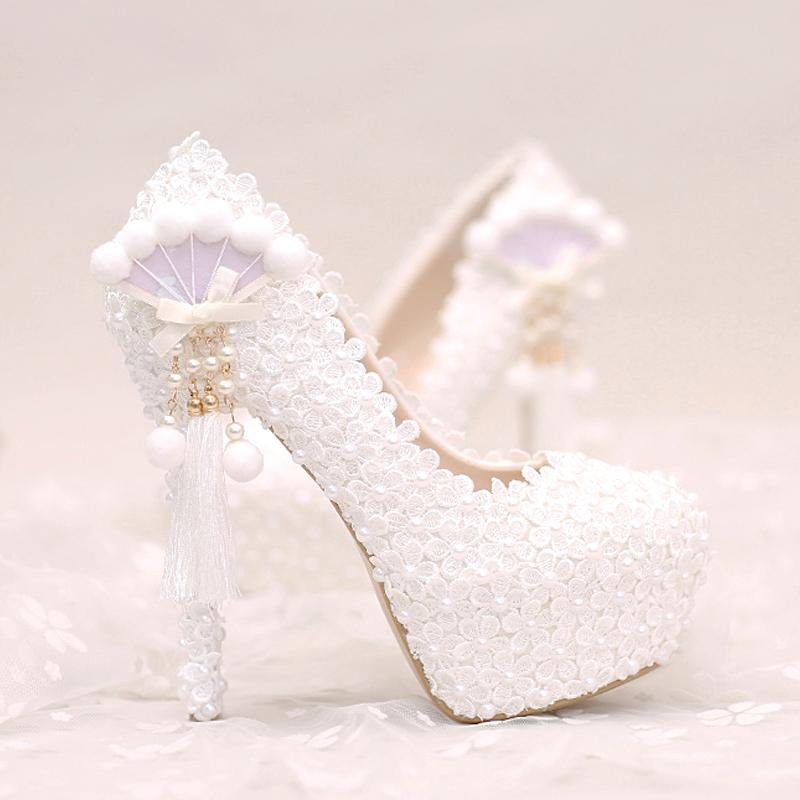Platform High Heels 14cm Tassel Women Wedding Shoes White Pearl Bride Pumps Lace Flower Ladies Sexy Party Shoes Women Footwear, White 12cm heel
Platform High Heels 14cm Tassel Women Wedding Shoes White Pearl Bride Pumps Lace Flower Ladies Sexy Party Shoes Women Footwear, White 12cm heel