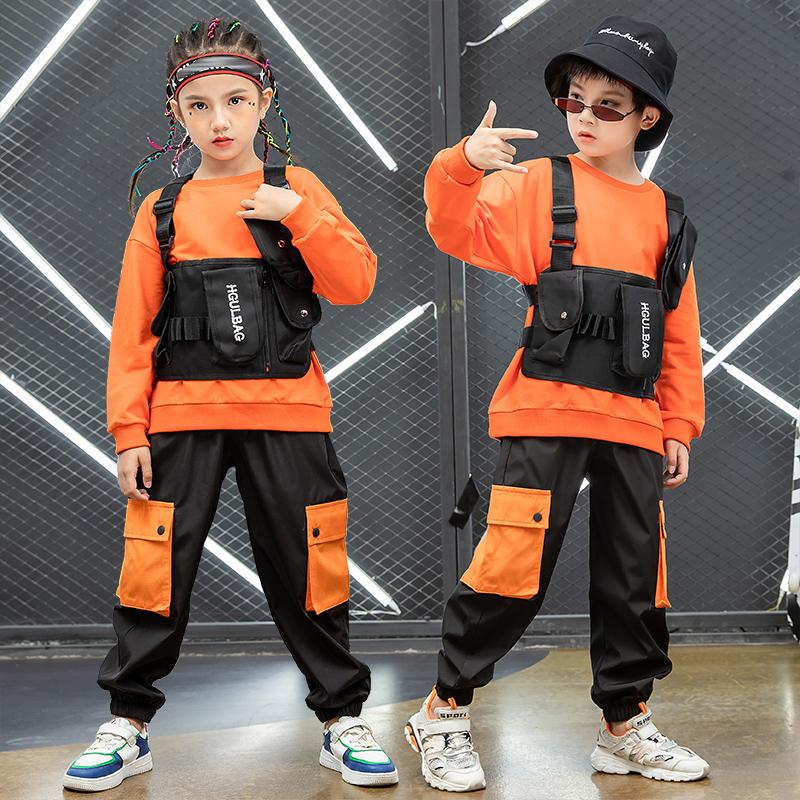 New Hip Hop Dance Clothing Orange Sweatshirt Overalls Pants For Girls Boys Street Rave Outfit Ballroom Dance Clothes Wear BL5209, Tops
New Hip Hop Dance Clothing Orange Sweatshirt Overalls Pants For Girls Boys Street Rave Outfit Ballroom Dance Clothes Wear BL5209, Tops