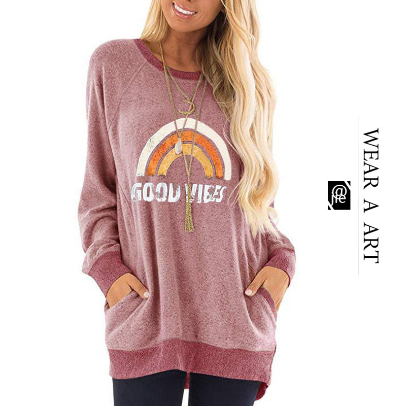 Women Loose Hoodie Lady Contrasting Colours Girl Rainbow Print Woman Round Neck Pocket Long Sleeve T-shirts Hoodies Casual Fashion Wholesale, Yellow
Women Loose Hoodie Lady Contrasting Colours Girl Rainbow Print Woman Round Neck Pocket Long Sleeve T-shirts Hoodies Casual Fashion Wholesale, Yellow