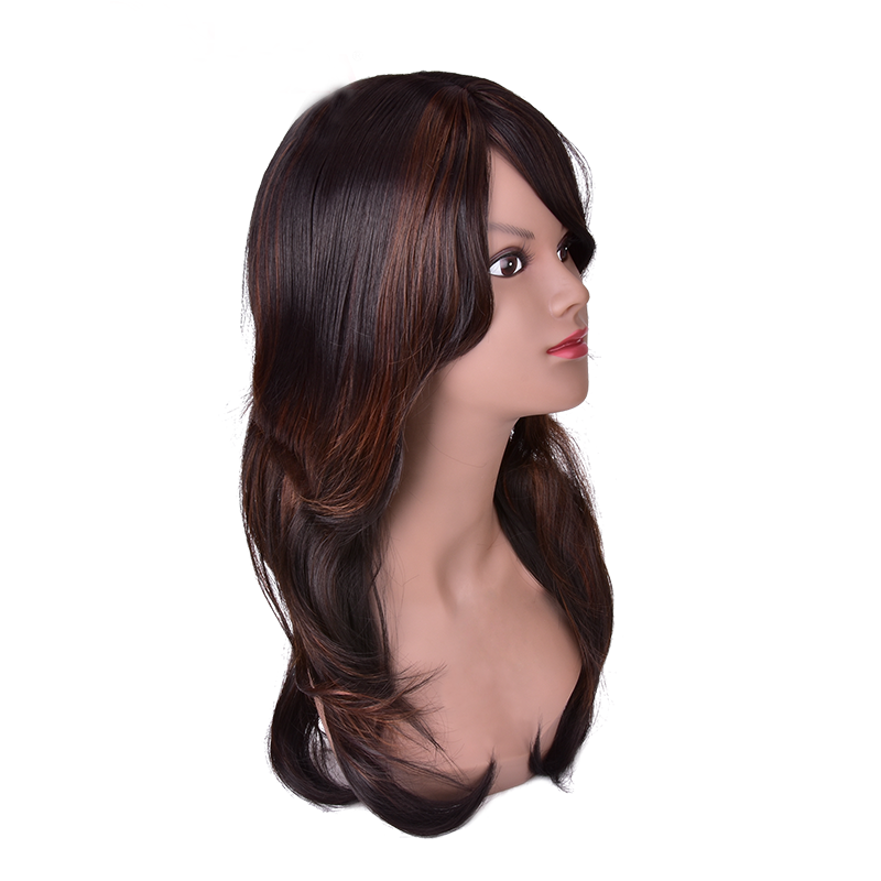 Long Wavy Hair Cosplay Wig Party Mix Purple Halloween Heat Resistant Fashion Women Synthetic Free Wig Cap