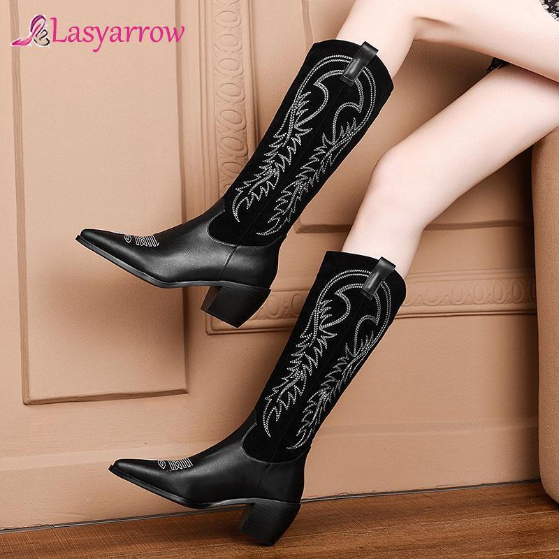 Lasyarrow Western Cowboy Boots for Women Pointy Toe Cowgirl Boots Square Heels Knee High Retro Women Shoes 2020 New1, Black
Lasyarrow Western Cowboy Boots for Women Pointy Toe Cowgirl Boots Square Heels Knee High Retro Women Shoes 2020 New1, Black