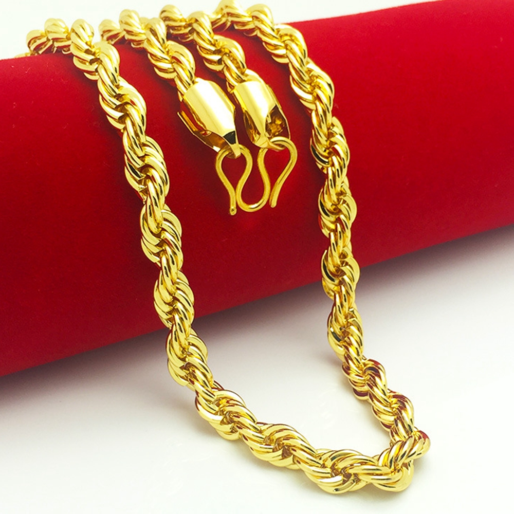 Rope Chain Necklace 18k Yellow Gold Filled ed Knot Chain 3mm5mm7mm Wide