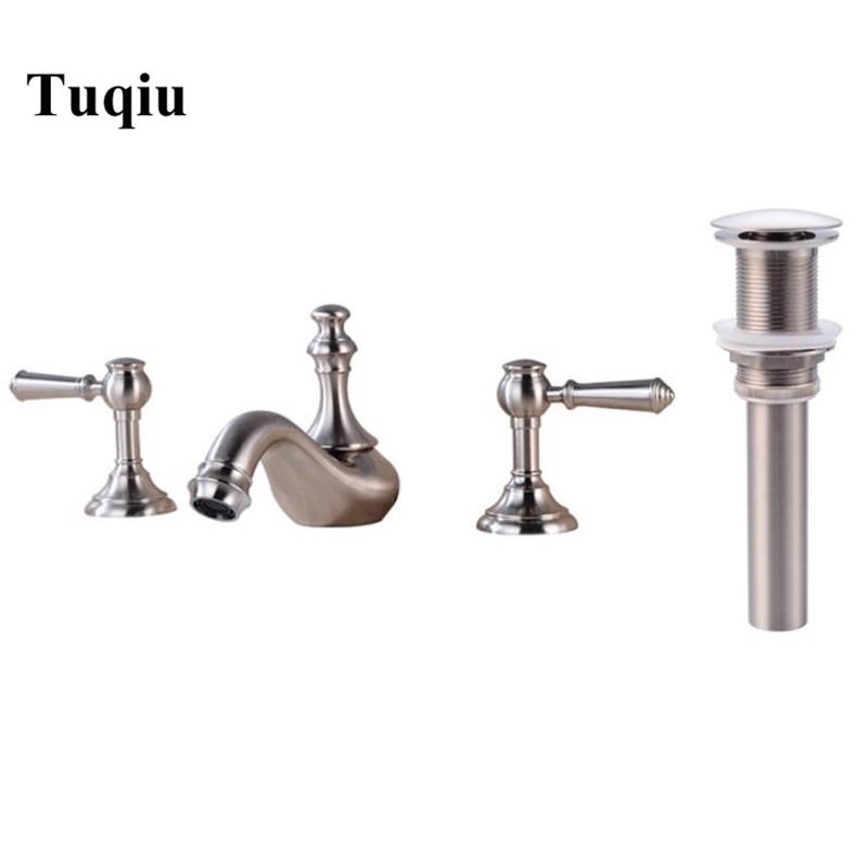Basin Faucets Polished Nickel North American style Bathroom Sink Faucet widespread 3 Hole Bathroom basin Mixer With -up
Basin Faucets Polished Nickel North American style Bathroom Sink Faucet widespread 3 Hole Bathroom basin Mixer With -up