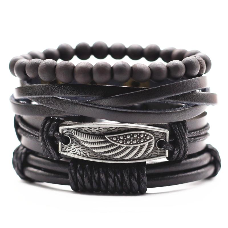 Tennis 4 Pcs/set Alloy Feather Cross Wing Charm Leather Men Bracelets For Women Femme Homme Male Jewelry Freely
Tennis 4 Pcs/set Alloy Feather Cross Wing Charm Leather Men Bracelets For Women Femme Homme Male Jewelry Freely