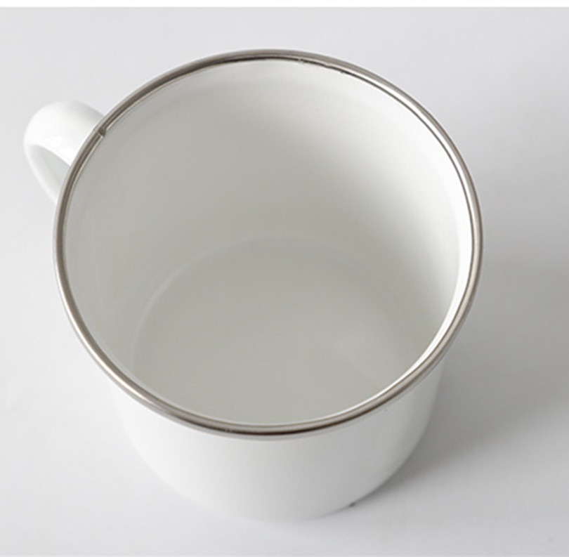 sublimation Enamel Coffee Mug 12oz Camping Mug Metal Coffee Mugs Enamel Steel Mug Durable Travel Enamel Beverage Mugs