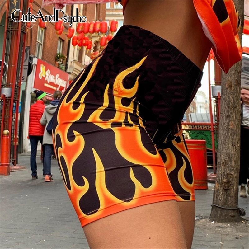 Fashion Flame Printed Shorts Women Skinny Fire High Waist Shorts Femme Elastic Waist Streetwear Cotton Short Cuteandpsycho Y200512, White;black
Fashion Flame Printed Shorts Women Skinny Fire High Waist Shorts Femme Elastic Waist Streetwear Cotton Short Cuteandpsycho Y200512, White;black