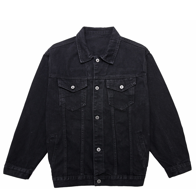 Women jeans jacket black long basical denim jacket coat single breasted Full Sleeves BF fashion loose Women Denim coats 201017