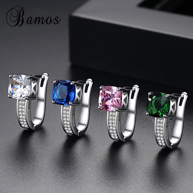 Bamos White/Blue/Pink/Green Zircon Hoop Earrings For Women Fashion White Gold Filled Wedding Earrings Luxury Jewelry Best Gift
Bamos White/Blue/Pink/Green Zircon Hoop Earrings For Women Fashion White Gold Filled Wedding Earrings Luxury Jewelry Best Gift
