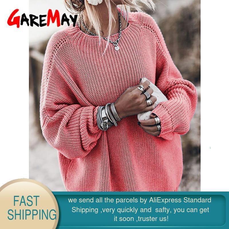 Long Sleeve O Neck Knitted Womens Sweaters Pullover Autumn Winter Solid Plus Size Fluffy Sweater Jumper Ladies Knitwear 201130