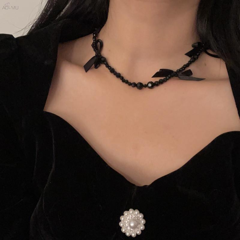 AOMU French Elegant Sweet Black Crystal Fairy Small Beads Bow Necklace For Women Girls Jewelry Romantic Gifts
AOMU French Elegant Sweet Black Crystal Fairy Small Beads Bow Necklace For Women Girls Jewelry Romantic Gifts