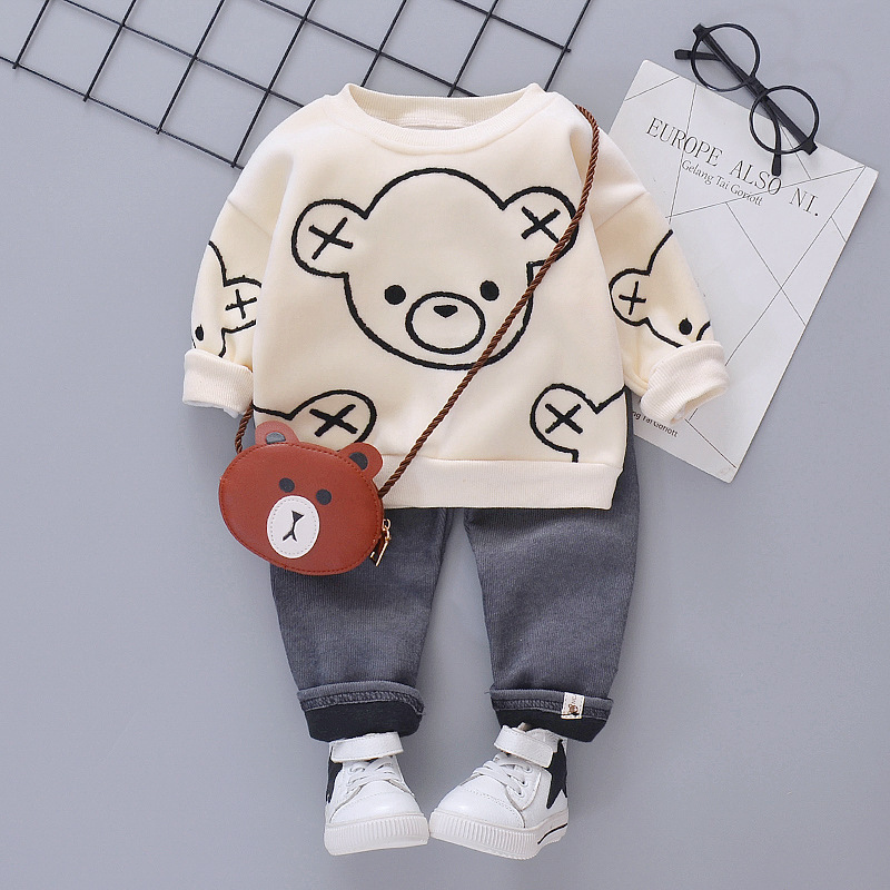 New Autumn Winter Baby Boys Girls Clothes Suits Children Thick T Shirt Pants 2Pcs/sets Toddler Fashion Clothing Kids SportswearX1019
