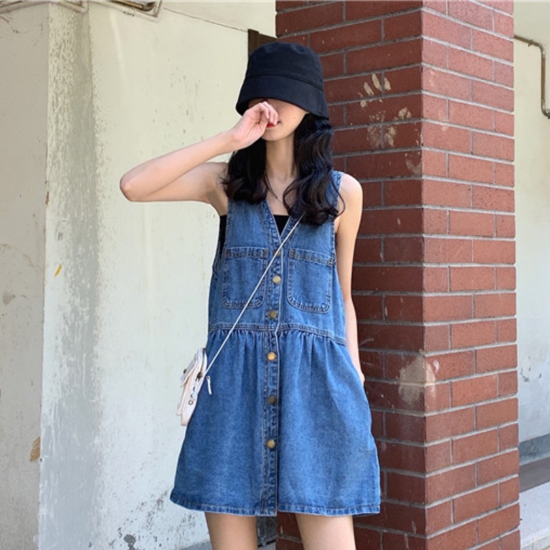2021 New Summer Again Short Mini Blue Denim Sleeveless Tank Dress Button Pockets Clothes 5ZXW
2021 New Summer Again Short Mini Blue Denim Sleeveless Tank Dress Button Pockets Clothes 5ZXW