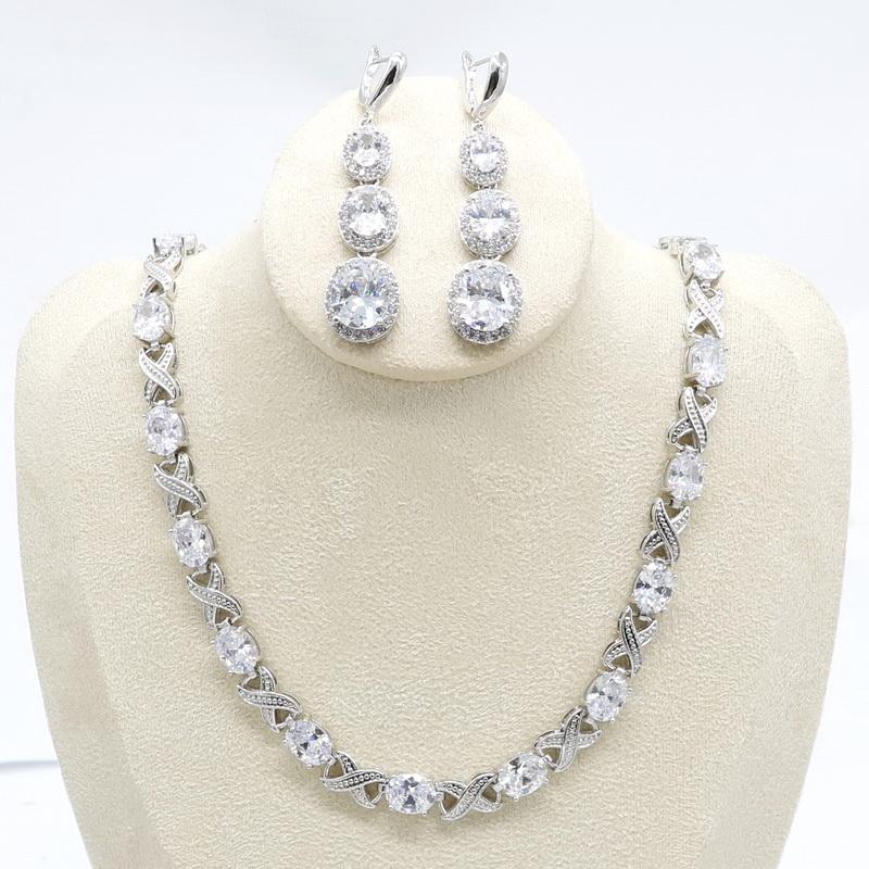 Earrings & Necklace White Zirconia Silver Color Jewelry Sets For Women Long Set Wedding Engagement Birthday Gift
Earrings & Necklace White Zirconia Silver Color Jewelry Sets For Women Long Set Wedding Engagement Birthday Gift