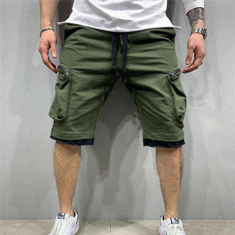 2021 Summer Gym Quick-drying Shorts Men Fitness Streetwear Men's Jogging Short Pants Men Multi-pocket jogger Sport Casual Short G220215