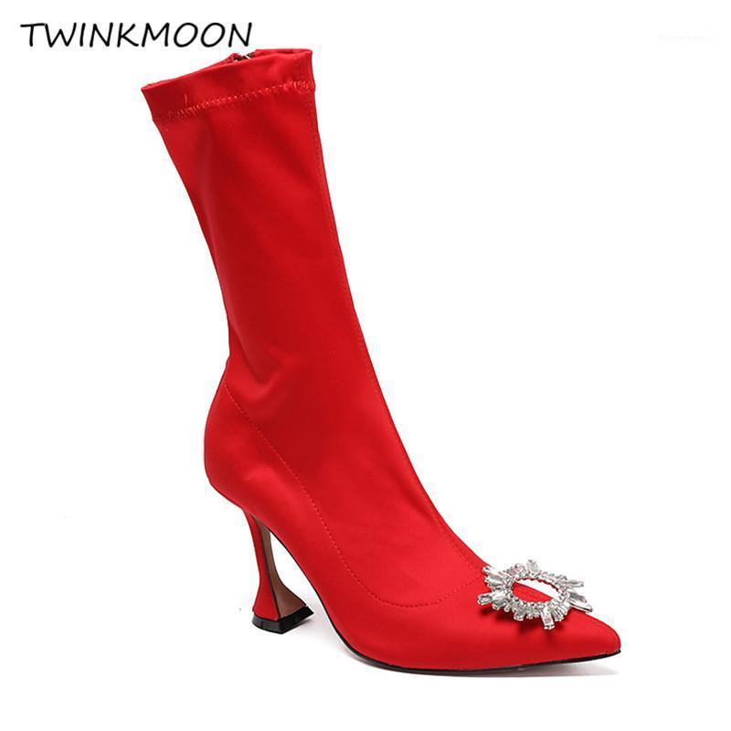 Crystal Buckle Booties Woman Shoes Black Red Knitting Stretch Runway Fashion Autumn Women's ankle boots High Heels1
Crystal Buckle Booties Woman Shoes Black Red Knitting Stretch Runway Fashion Autumn Women's ankle boots High Heels1