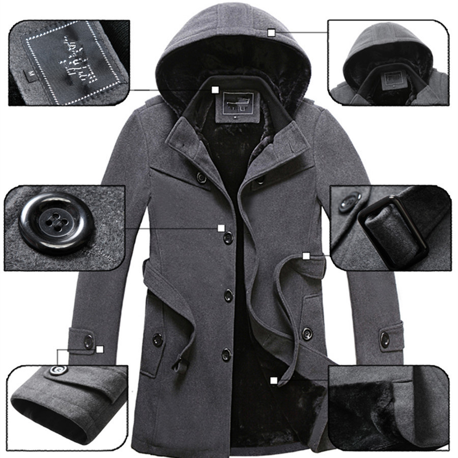 M4XL Winter Trench Coat Men Woollen Coat Thick Mens Clothing Size 4XL Wool Jackets T200117