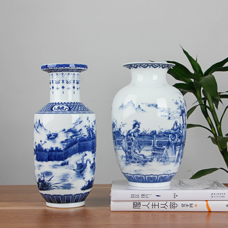 Classic Chinese Blue and White Ceramic Vase Antique Tabletop Porcelain Flower Vase For Hotel Dining Room Decoration LJ201210