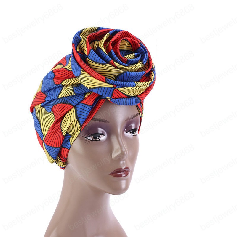 Ethnic Printed Big Flower Headscarf Bonnet Women Turban Hat Turbante Femme Musulman India Hat Islamic Head Wrap Turban Fashion