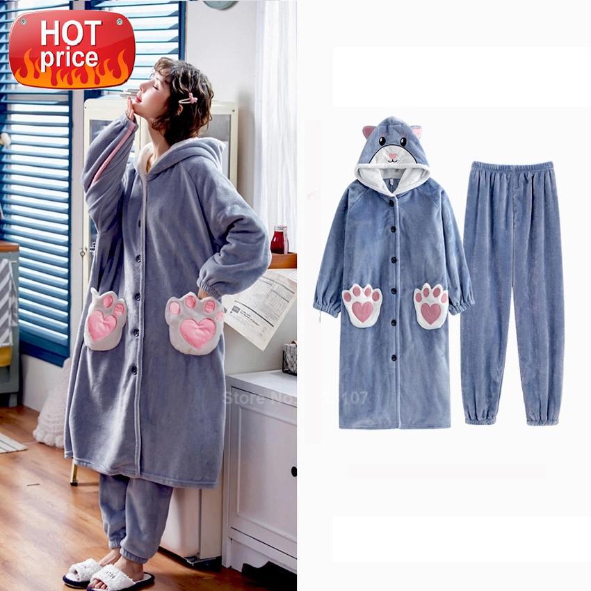 Women Cute Pajamas Set Japanese Style Kawaii Cat Kitty Pet Claws Role-playing Fleece Flannel Sleepwear Winter Warm Bathing Robe #uD9e, Black;white
Women Cute Pajamas Set Japanese Style Kawaii Cat Kitty Pet Claws Role-playing Fleece Flannel Sleepwear Winter Warm Bathing Robe #uD9e, Black;white