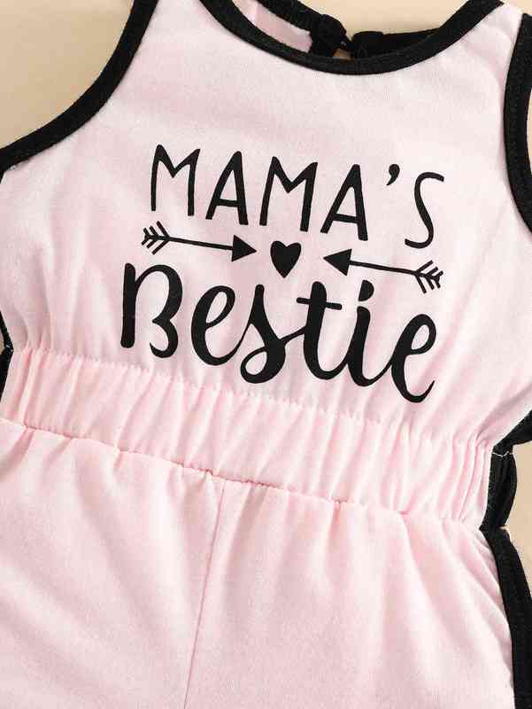 Baby Letter & Geo Print Contrast Binding Romper SHE