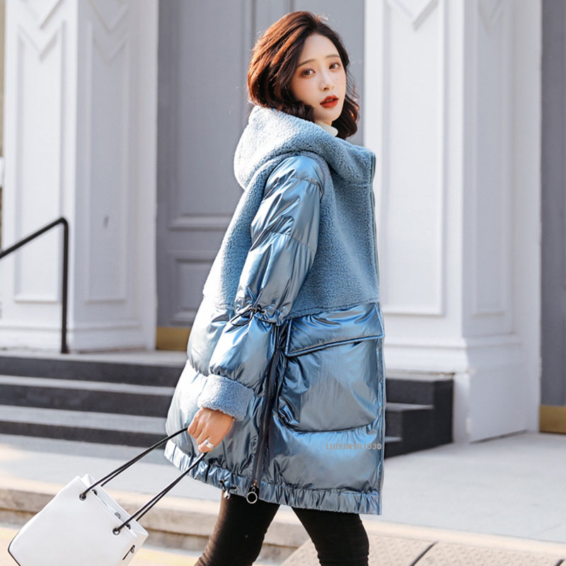 ZQLZ Winter Jacket Women Casual Hooded Down Cotton Long Parka Mujer Loose Glossy Thick Warm Winter Women's coat 201017