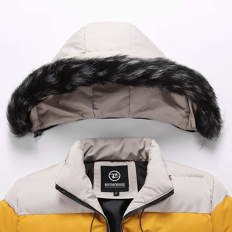 New Parka Jackets Fur Collar Men Autumn Winter Mens Warm Thick Outwear Coats Solid Splice Casual Hooded Windbreak Jacket Fitness 201026
