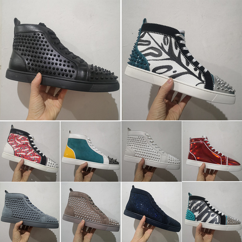 Women Men Boots Luxury Shoes Casual Spike High Top Triple Black White Grey Glitter Leather Suede Flat Outdoor Designer Platform Sneakers Walking Jogging, 12
Women Men Boots Luxury Shoes Casual Spike High Top Triple Black White Grey Glitter Leather Suede Flat Outdoor Designer Platform Sneakers Walking Jogging, 12
