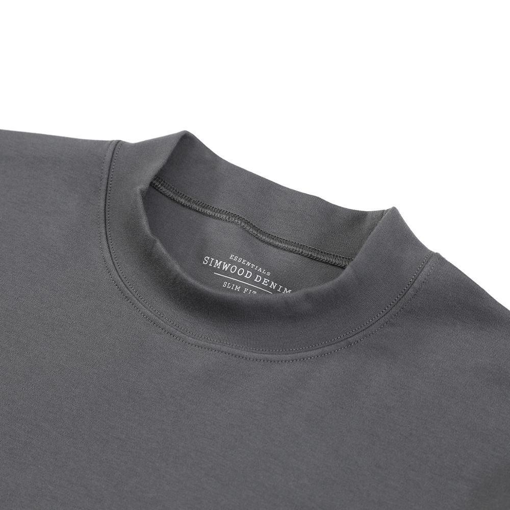 SIMWOOD Autumn New Mock-Neck T-shirts Men Long Sleeve Basic Top Casual Soft Comfortable Tshirt Plus Size Pullovers 201203