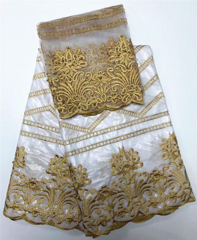 Fabric White Color Embroidered Bazin Riche Getzner With Tulle Lace African For Women Dress1
Fabric White Color Embroidered Bazin Riche Getzner With Tulle Lace African For Women Dress1
