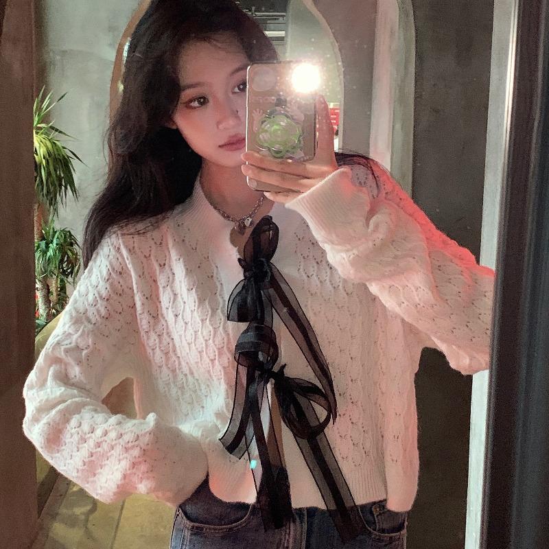 Women's Knits & Tees French Temperament Bow Hollow Out Sunscreen Shirts Autumn O Long Sleeve White Bandage Cardigan Sweater Pull Lace Up Kni
Women's Knits & Tees French Temperament Bow Hollow Out Sunscreen Shirts Autumn O Long Sleeve White Bandage Cardigan Sweater Pull Lace Up Kni