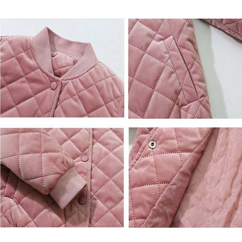High Quality Winter Women's Short Jacket Korean Version Parka Plus Size Velvet Coat Short Light Gold Velvet Cotton Jacke 201017
