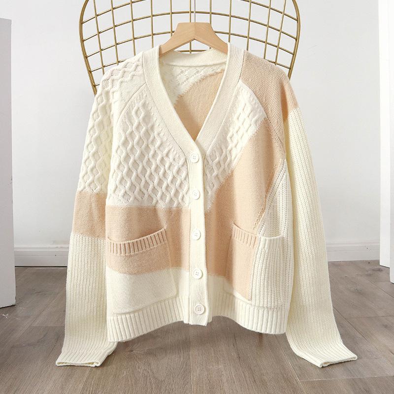 2020 New Women Knitted Cardigan Sweater Color Patchwork V-neck Single-breasted Knitwear Coat Top Femme Outwear With Pockets, As show picture
2020 New Women Knitted Cardigan Sweater Color Patchwork V-neck Single-breasted Knitwear Coat Top Femme Outwear With Pockets, As show picture