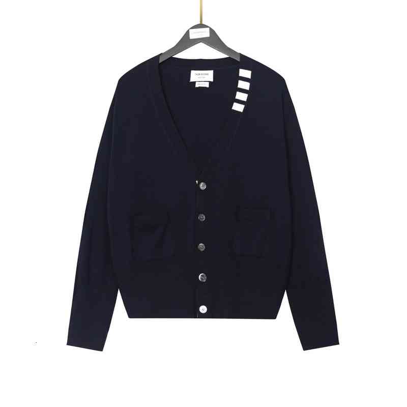 Men's Hoodies & Sweatshirts Correct version autumn and winter TB collar side four bar white strip men's women's cardigan V-neck wool knitted sweater PQKH, Sapphire blue
Men's Hoodies & Sweatshirts Correct version autumn and winter TB collar side four bar white strip men's women's cardigan V-neck wool knitted sweater PQKH, Sapphire blue