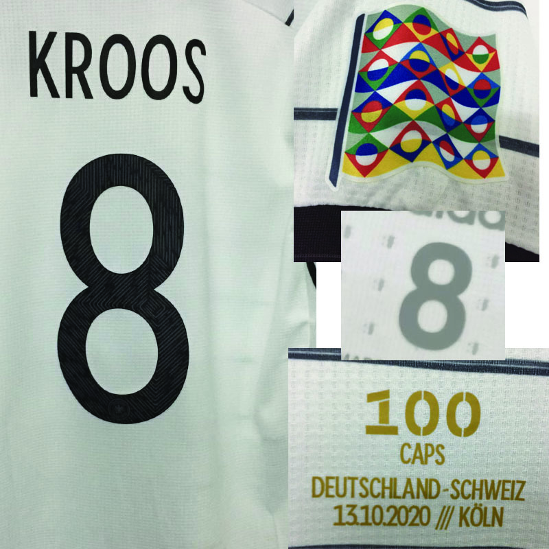 2020 Match Worn Player Issue Kroos 100 Caps With 100 Games Soccer Patch badge Home Textile, #8 kroos
2020 Match Worn Player Issue Kroos 100 Caps With 100 Games Soccer Patch badge Home Textile, #8 kroos