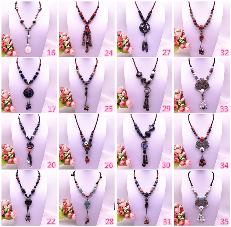 Fashion Ethnic Jewelry Traditional Handmade Ornaments Weave Wax Rope Ceramics Necklace Ceramics Beads Pendant Long Necklace #A
Fashion Ethnic Jewelry Traditional Handmade Ornaments Weave Wax Rope Ceramics Necklace Ceramics Beads Pendant Long Necklace #A