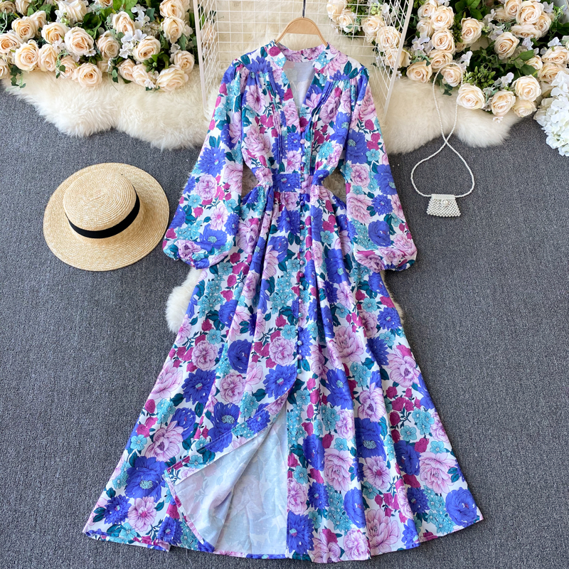 2021 New Singiny fashionable female maxi impression spring fall neck floral line puff elegant long dress RSLT, Blue
2021 New Singiny fashionable female maxi impression spring fall neck floral line puff elegant long dress RSLT, Blue