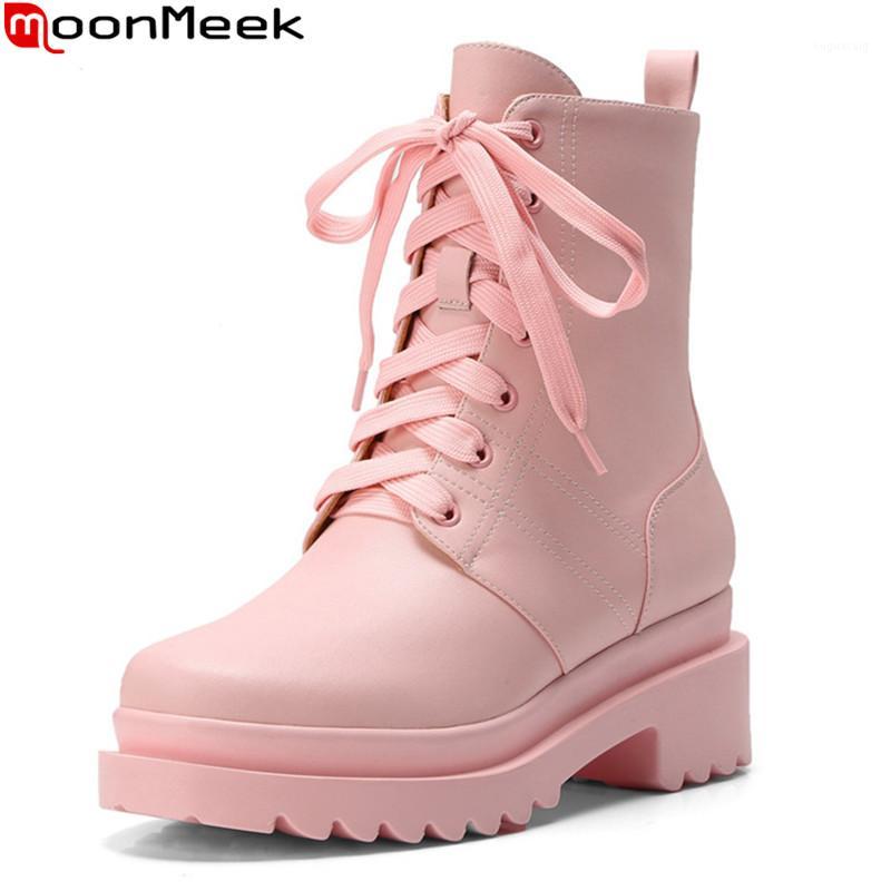 MoonMeek 2020 New arrival women boots genuine leather boots square heels round toe platform pink color ankle white pink1, Black
MoonMeek 2020 New arrival women boots genuine leather boots square heels round toe platform pink color ankle white pink1, Black
