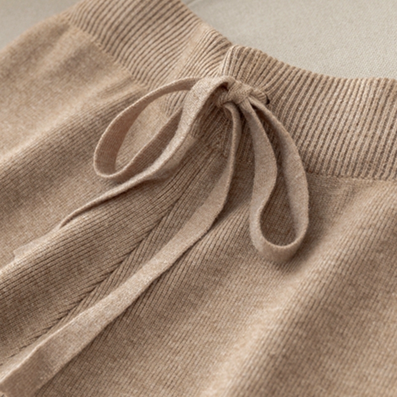 BYGOUBY Autumn Winter Thick Warm Women Wide Leg Pants Drawsring Full Length Moping Shaking Pant High Waist Casual Knit Trousers 201228 Z260314