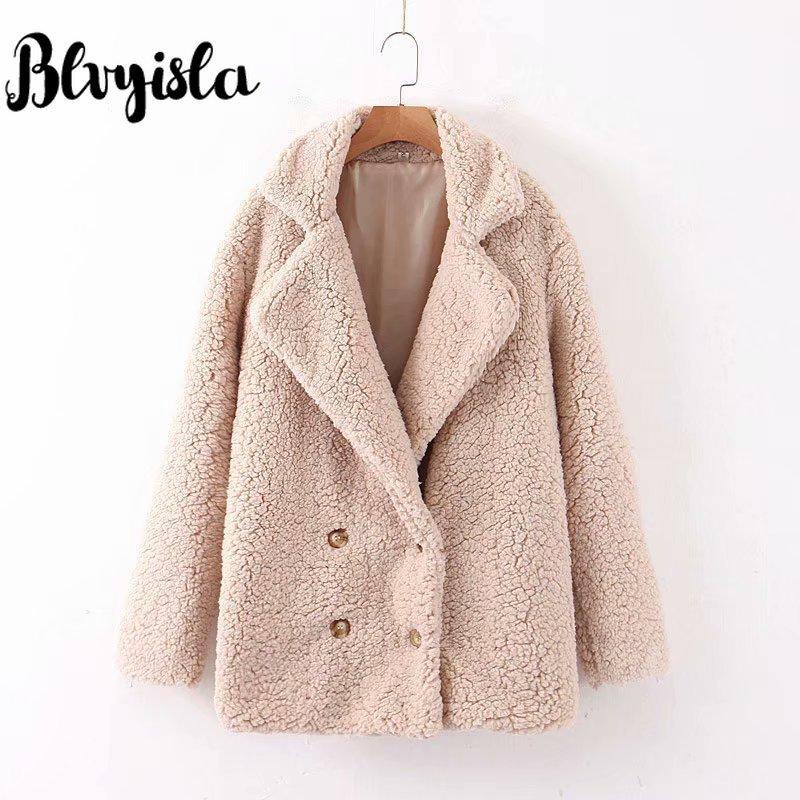 Blvyisla Autumn Winter Lapel Long-sleeved Lamb Woolen Jacket Coat Women Fashion Slim Double-Breasted Tops Outwear, Beige
Blvyisla Autumn Winter Lapel Long-sleeved Lamb Woolen Jacket Coat Women Fashion Slim Double-Breasted Tops Outwear, Beige