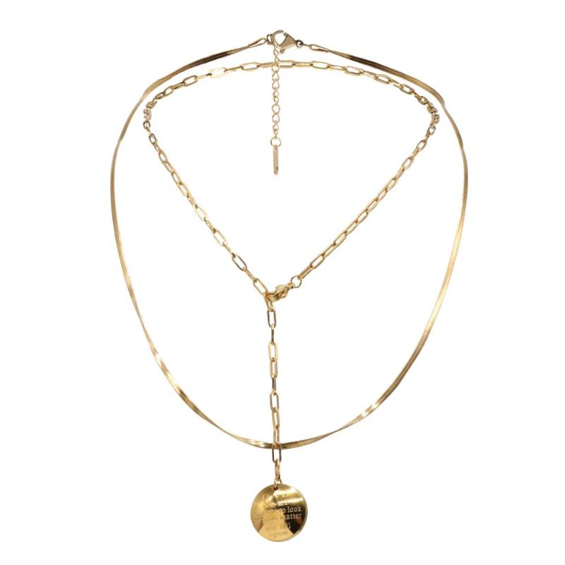 ANESOA Vintage Retro Round Letter Pendant Necklace Statement Charm Multilayer Stainless Steel Necklace for Female Punk Gold Gift
ANESOA Vintage Retro Round Letter Pendant Necklace Statement Charm Multilayer Stainless Steel Necklace for Female Punk Gold Gift
