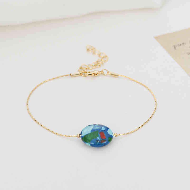 2022 est Arrival Natural Energy Charm Round Bead Bracelets Minimalist Gold Chain Link Women Bracelet Best Friend Gifts