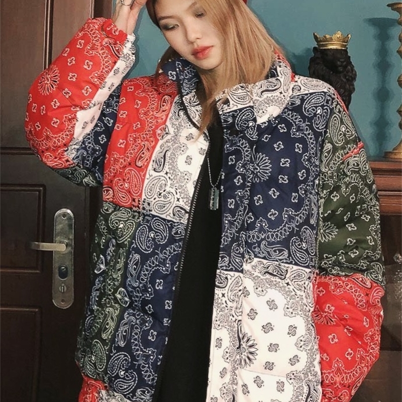 Winter oversize Street cashew flower thickening original night retro coats women's loose warm fashion parkas cotton BF 201217